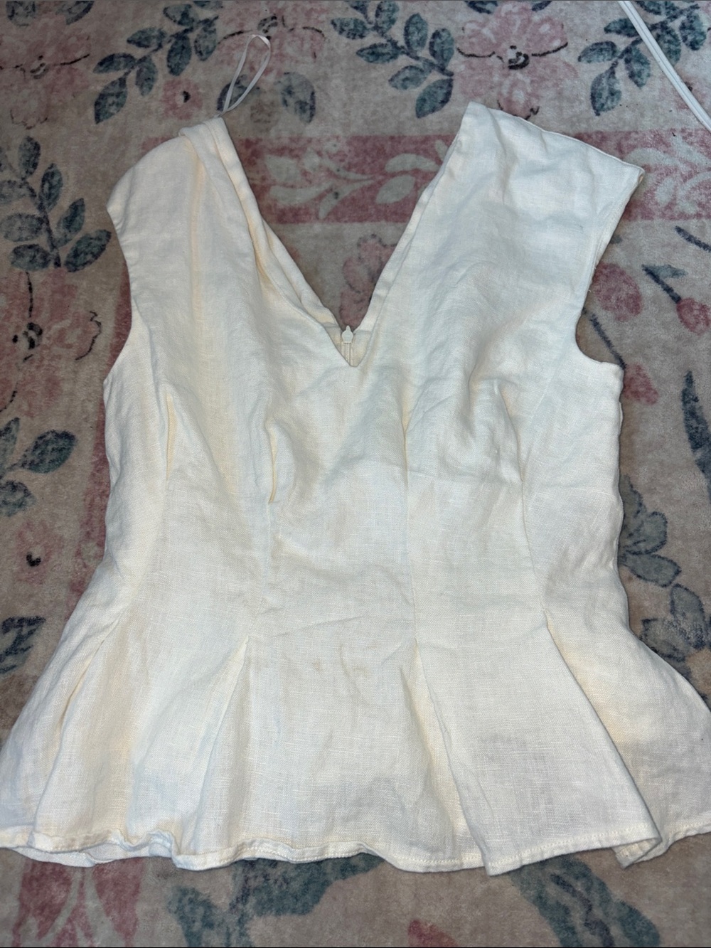 Zara Cream V-Neck Peplum Linen Camisole Top